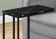 Accent Table, C - Shaped, Marble Look Modern Design - Black - R&R Furniture Gallery (Fountain Valley, CA)