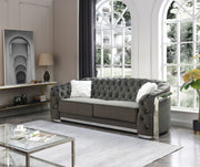 Glory Furniture Sapphire stationary sofa with plush cushions and modern design in a stylish living room setting.