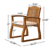 Della - Wood Armchair (Set of 2) Outdoor Dining Chairs - Cream - R&R Furniture Gallery (Fountain Valley, CA)