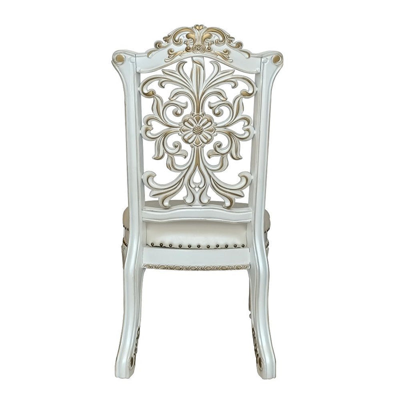 Vendome - 48" Side Chair (Set of 2) - Synthetic Leather & Antique Pearl - R&R Furniture Gallery (Fountain Valley, CA)