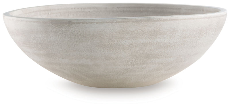 Signature Design by Ashley Meadie bowl from Plates & Bowls collection with a modern ceramic design and neutral finish.