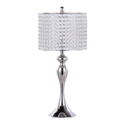 Lumi Source Ashland contemporary table lamp set with round clear crystal beads and polished nickel finish, shown as a pair.