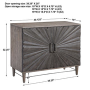 Gray Oak Shield 2 Door Cabinet by Uttermost, accent cabinet with decorative shield design and sleek wood finish.