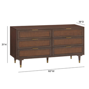 TOV Furniture Sierra 6 Drawer Dresser with sleek wood finish and modern design, featuring six spacious drawers for storage.