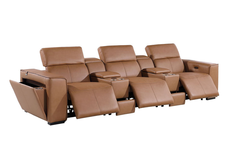 1224 - 5-Piece Modular Power Reclining Sofa In With 3 Power Recliners & Power Headrests