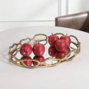 Gold chain mirrored tray by Uttermost, showcasing a stylish, reflective surface with a chain-linked gold border.