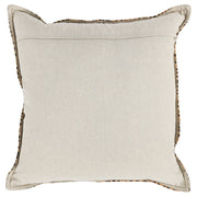 Leopard-themed 20x20 inch accent pillow in camel and black fabric by Classic Home, showcasing a stylish animal print design.