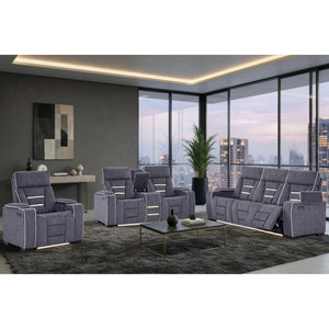 Austin - 3 Piece Reclining Sofa And Loveseat With Storage Arms - Gray