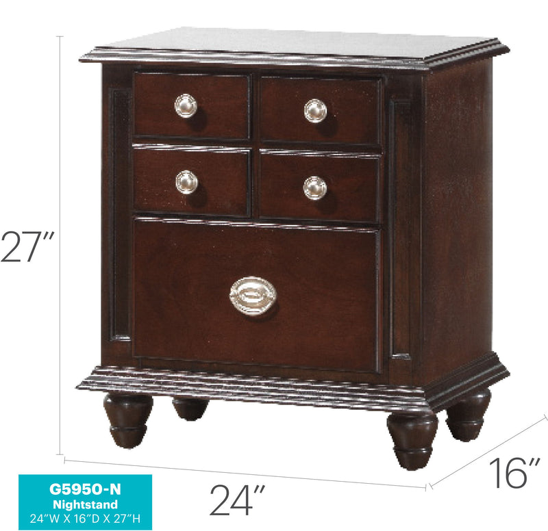 Glory Furniture Summit cappuccino accent nightstand with a sleek wooden finish and modern design, featuring a drawer and open shelf.