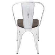 Set of two Oregon Industrial Farmhouse Stackable Dining Chairs by Lumi Source, featuring metal frames and wooden seats.