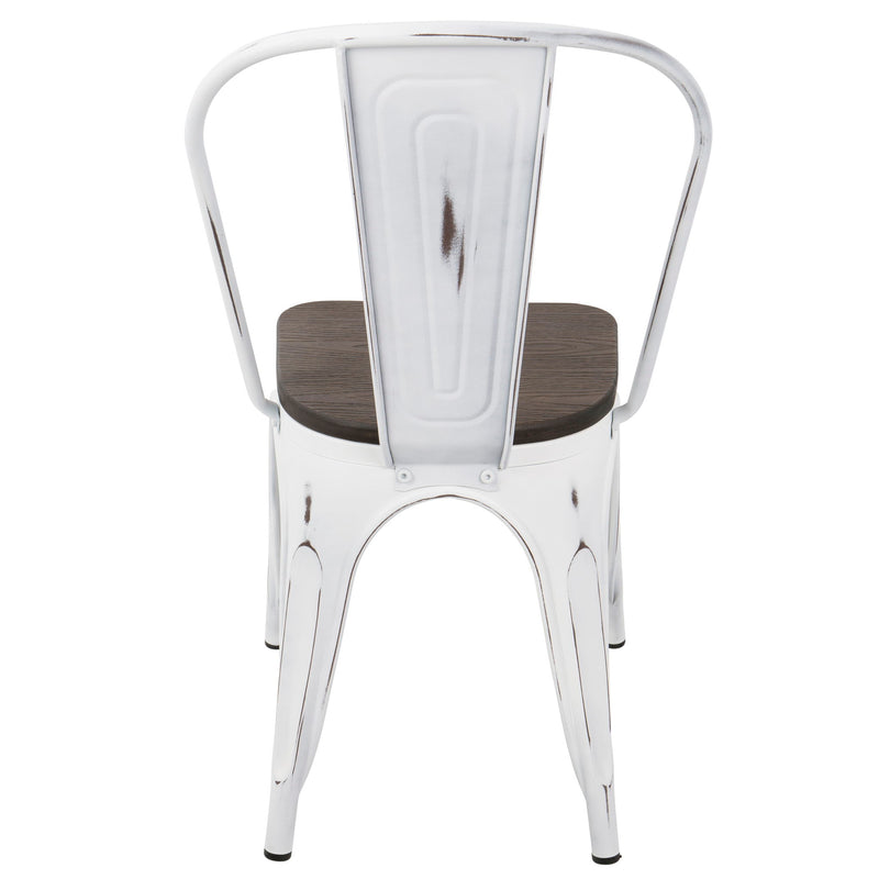 Set of two Oregon Industrial Farmhouse Stackable Dining Chairs by Lumi Source, featuring metal frames and wooden seats.