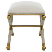 Uttermost Socialite small beige accent bench with wooden legs, ideal for entryways or living room decor.
