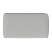 Simpli-Home Milltown upholstered ottoman bench with neutral fabric and wooden legs, ideal for living room or entryway seating.