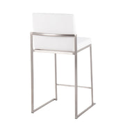 Lumi Source Fuji high back contemporary counter stool with sleek design and wooden legs, ideal for modern kitchen or bar area.