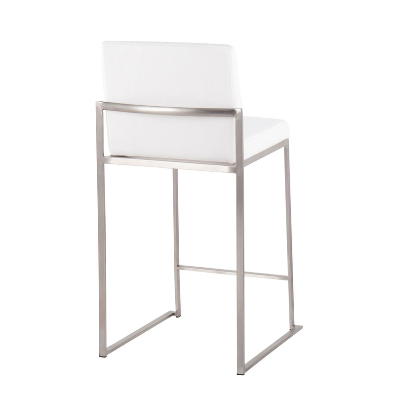 Lumi Source Fuji high back contemporary counter stool with sleek design and wooden legs, ideal for modern kitchen or bar area.