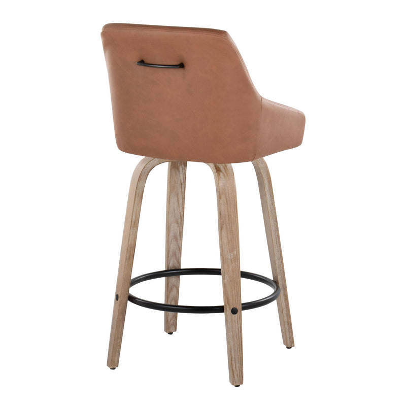 Lumi Source Hannah set of 2 transitional fixed height counter stools with swivel and round footrest, showcasing modern design.