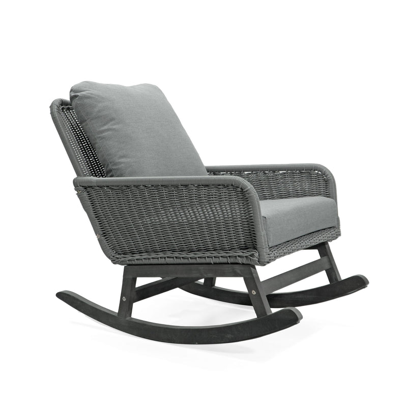 Contemporary Minimalist Wicker Rocking Chair With Soft Cushions - R&R Furniture Gallery (Fountain Valley, CA)