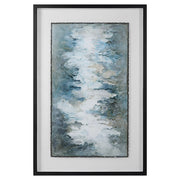 Uttermost Lakeside Grande framed abstract print with pearl silver finish, showcasing a modern artistic design on a neutral background.