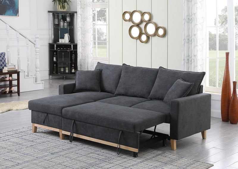 Colton - Reversible Sleeper Sectional Sofa With Storage Chaise - Dark Gray - R&R Furniture Gallery (Fountain Valley, CA)