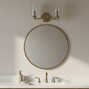 Regal - Double Light Vanity With Clear Ribbed Satin - Antique Brass / Clear - R&R Furniture Gallery (Fountain Valley, CA)