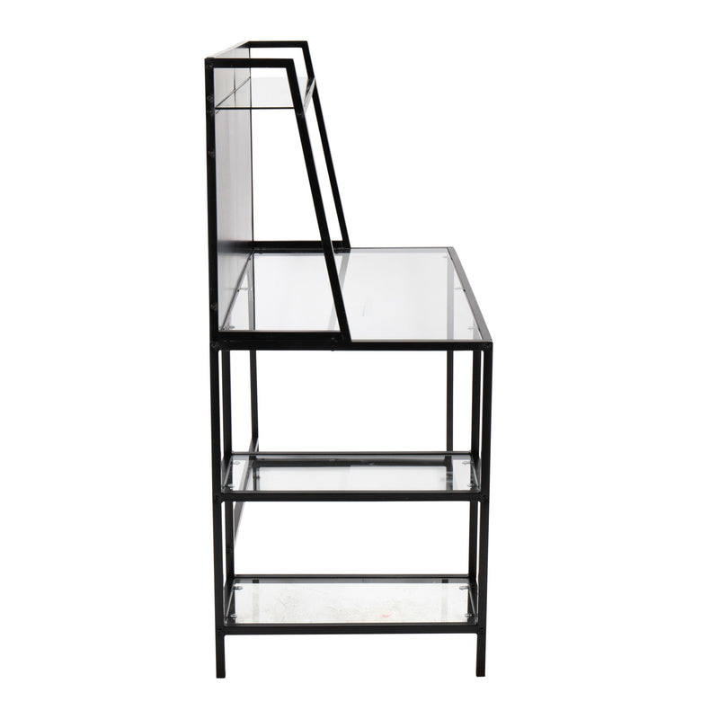 Lumi Source Geo Tier Contemporary Desk with geometric wooden design and spacious surface for writing or work tasks.