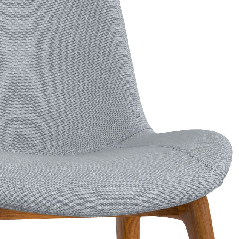 Set of two Loretta upholstered dining chairs by Simpli-Home featuring cushioned seats and fabric upholstery in a modern design.