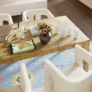 TOV Furniture Brandyss rectangular dining table in natural burl wood with a sleek modern design.