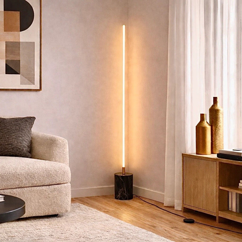 Prism - LED Floor Lamp With On / Off Switch Base - Gold / Marble - R&R Furniture Gallery (Fountain Valley, CA)