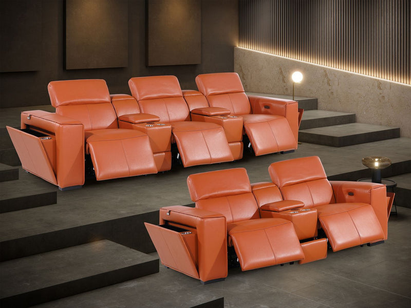 1224 - 8-Piece Modular Power Reclining Sofa & Loveseat Set In With 5 Power Recliners & Power Headrests
