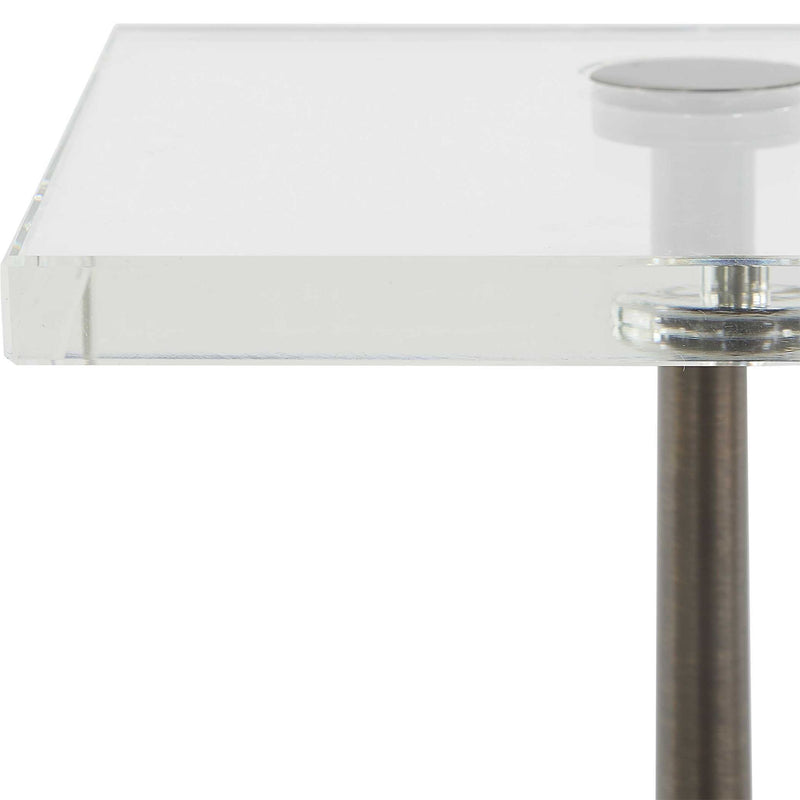 Pelton - Marble Glass Drink Table - Bronze / White
