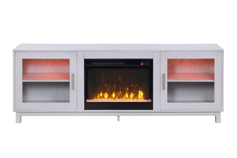 Summit - TV Stand Console With Fireplace - White Walnut Finish - R&R Furniture Gallery (Fountain Valley, CA)