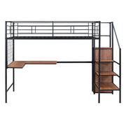 Loft Bed With Desk And Grid, Stylish Frame With Lateral Storage Ladder And Wardrobe - R&R Furniture Gallery (Fountain Valley, CA)