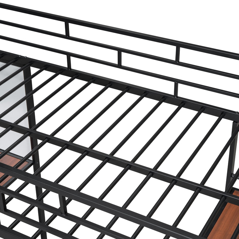 Loft Metal Bed With 3 Layers Of Shelves And Desk, Stylish Metal Frame Bed With board - R&R Furniture Gallery (Fountain Valley, CA)