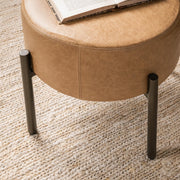 Classic Home Aimie accent stool with a wooden seat and metal legs, designed for stylish home decor and extra seating.
