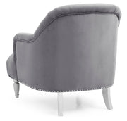 Elegant traditional armchair by Glory Furniture featuring plush upholstery and wooden legs, showcasing classic design and craftsmanship.