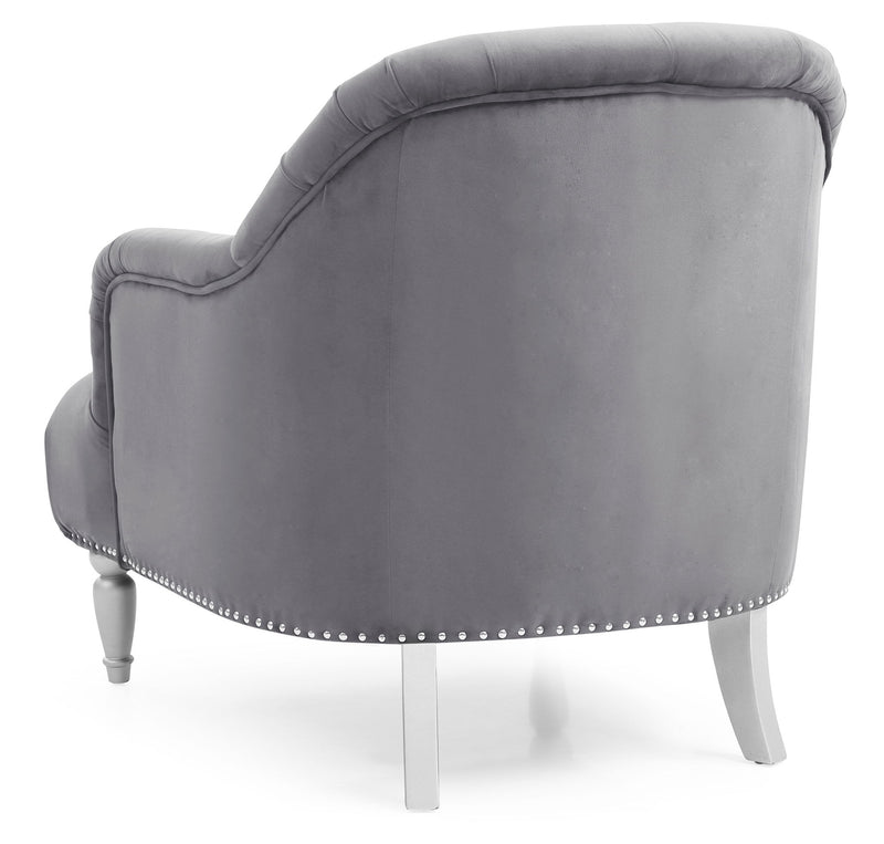 Elegant traditional armchair by Glory Furniture featuring plush upholstery and wooden legs, showcasing classic design and craftsmanship.