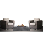 3 Piece Patio Rattan Furniture Set With Cushions Fire Pit - Brown - R&R Furniture Gallery (Fountain Valley, CA)