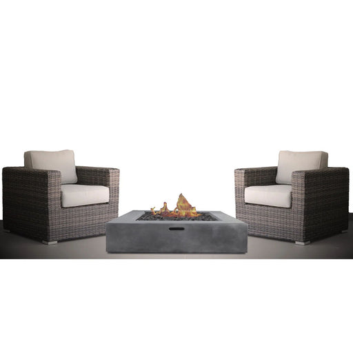 3 Piece Patio Rattan Furniture Set With Cushions Fire Pit - Brown - R&R Furniture Gallery (Fountain Valley, CA)