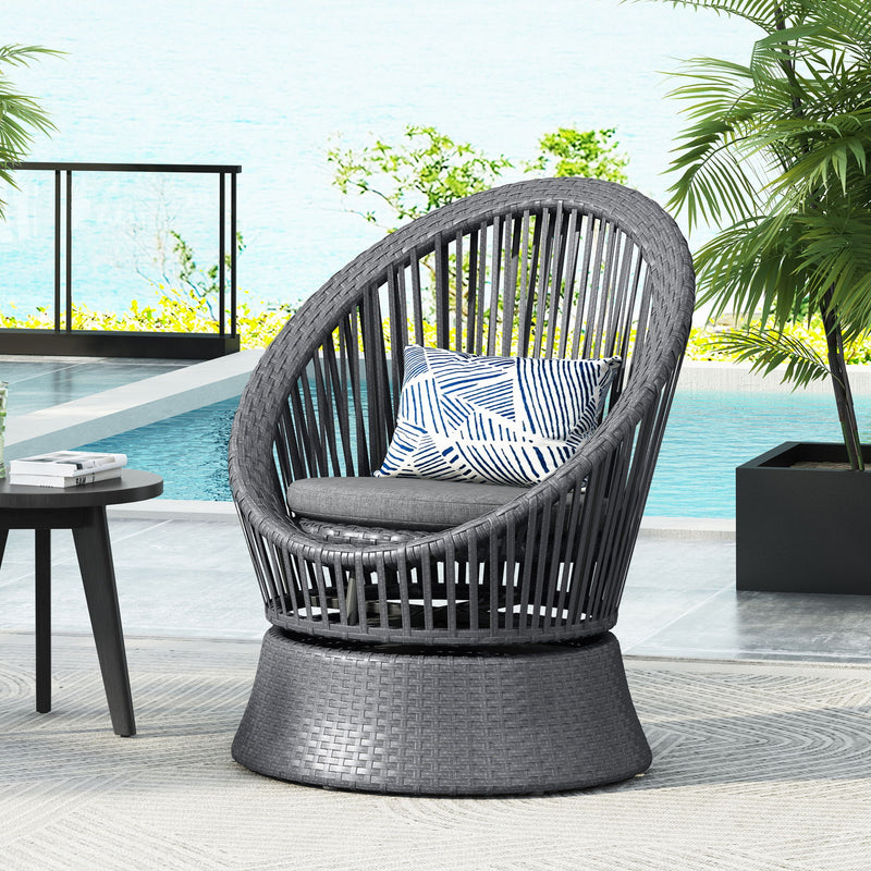 Modern Swivel Wicker Lounge Chair With Round Design - R&R Furniture Gallery (Fountain Valley, CA)