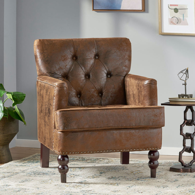 Vitality - Club Chair With Button Tufted Diamond Stitching And Turned Legs - R&R Furniture Gallery (Fountain Valley, CA)