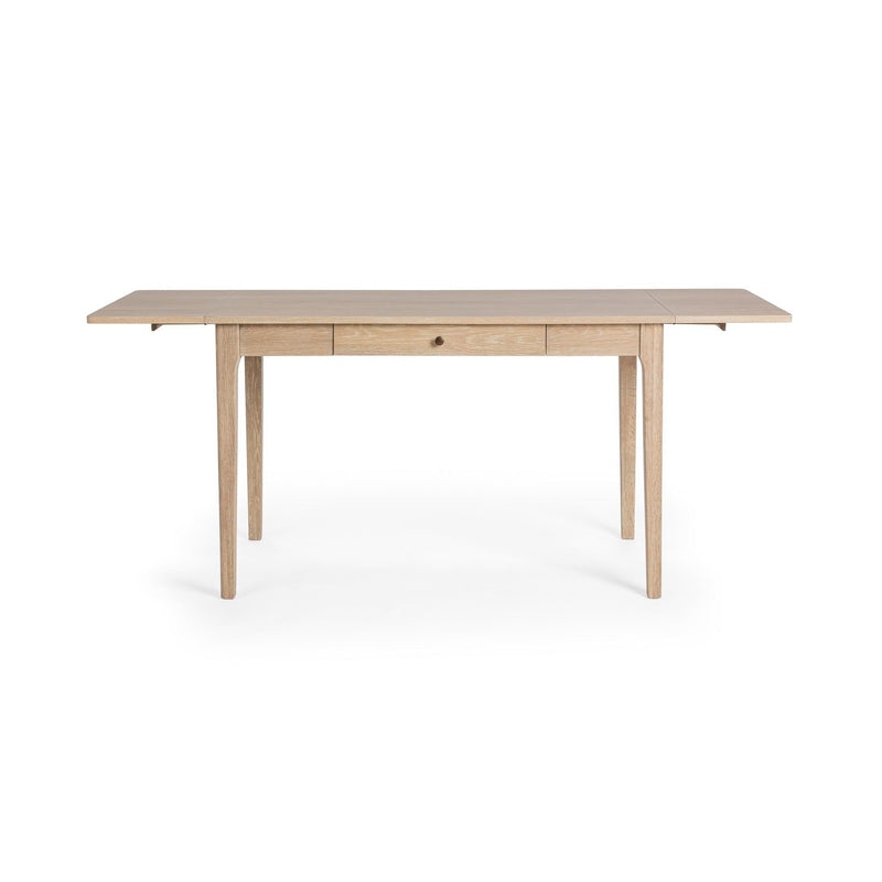 Classic Home Karl extendable writing desk in coastal drift finish with sleek, modern design and adjustable length for versatile workspace.