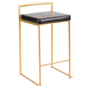 Set of two Lumi Source Fuji contemporary glam design counter stools with sleek metallic legs and upholstered seats.