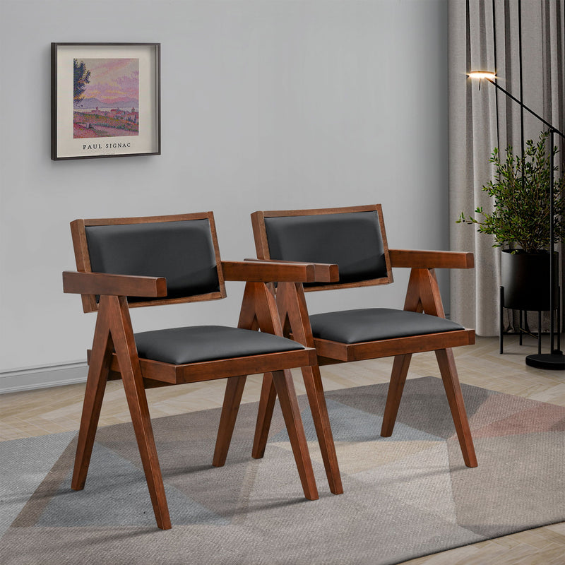 Athena - Dining Chair (Set of 2) - Black / Brown - R&R Furniture Gallery (Fountain Valley, CA)