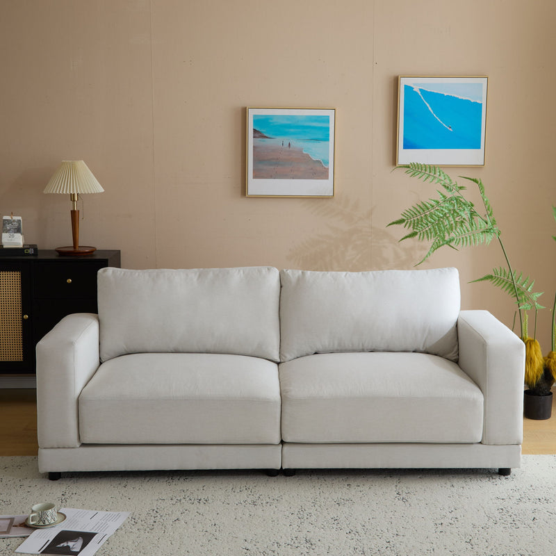 Modern Square Arm Sofa With Soft Fabric Upholstery, Deep Cushions - R&R Furniture Gallery (Fountain Valley, CA)