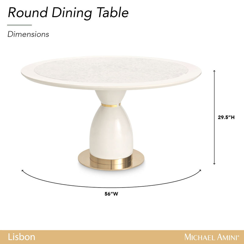 Lisbon - Round Dining Table - Silken Cream - R&R Furniture Gallery (Fountain Valley, CA)