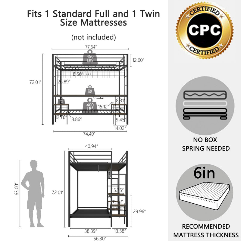 Ethan - Bunk Bed With Desk, Charging Station, Storage Shelves - R&R Furniture Gallery (Fountain Valley, CA)