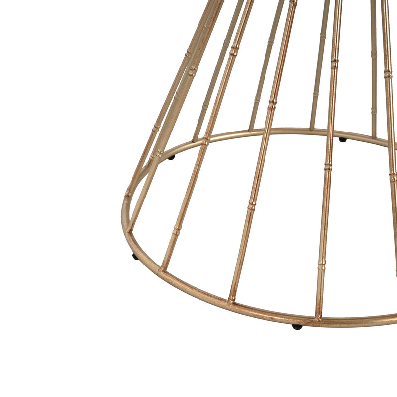 Hollow - Edge Retro Art Pine Side Table With Antique And Natural Color, Iron And Pine Construction - Antique Gold / Natural - R&R Furniture Gallery (Fountain Valley, CA)
