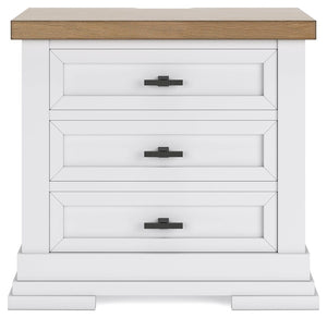 Ashbryn - Three Drawer Night Stand - White / Natural - R&R Furniture Gallery (Fountain Valley, CA)