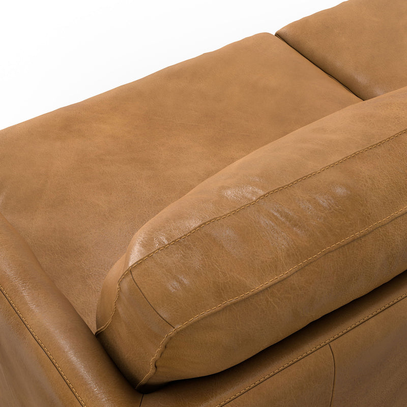 Livingston upholstered stationary sofa by Simpli-Home featuring plush fabric and cushioned armrests in a modern living room setting.