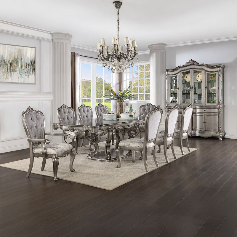 Ariadne - Dining Table With Pedestal - Antique Platinum - R&R Furniture Gallery (Fountain Valley, CA)